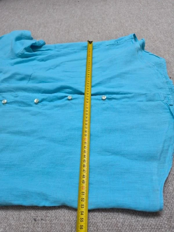 Lacoste Chemise Lin Bleu Turquoise FR 41 L – photo 5